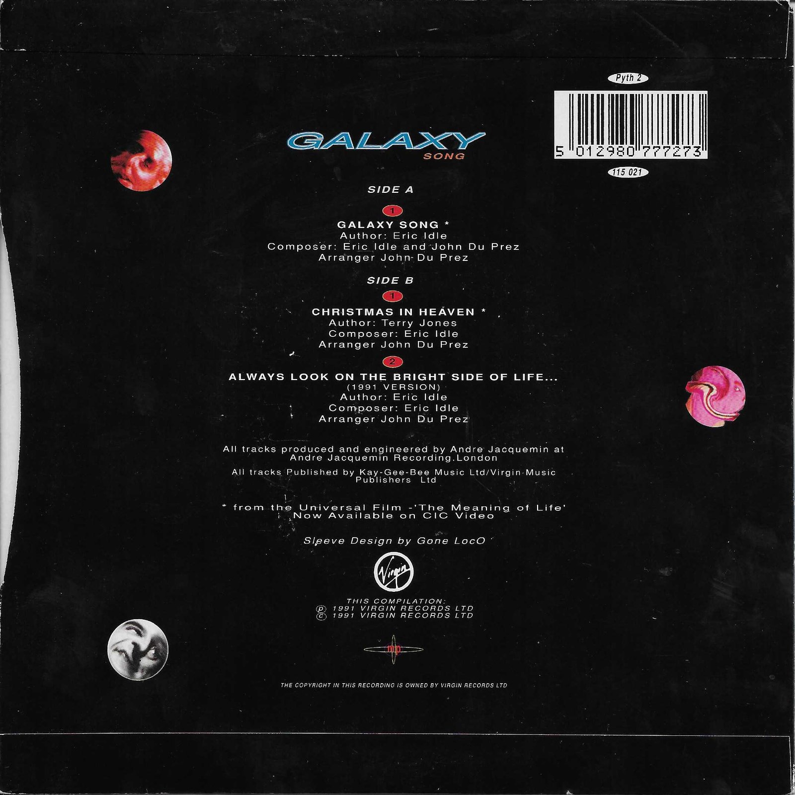PYTH 2 Galaxy song Monty Python from the BBC records and Tapes library Back cover of PYTH 2